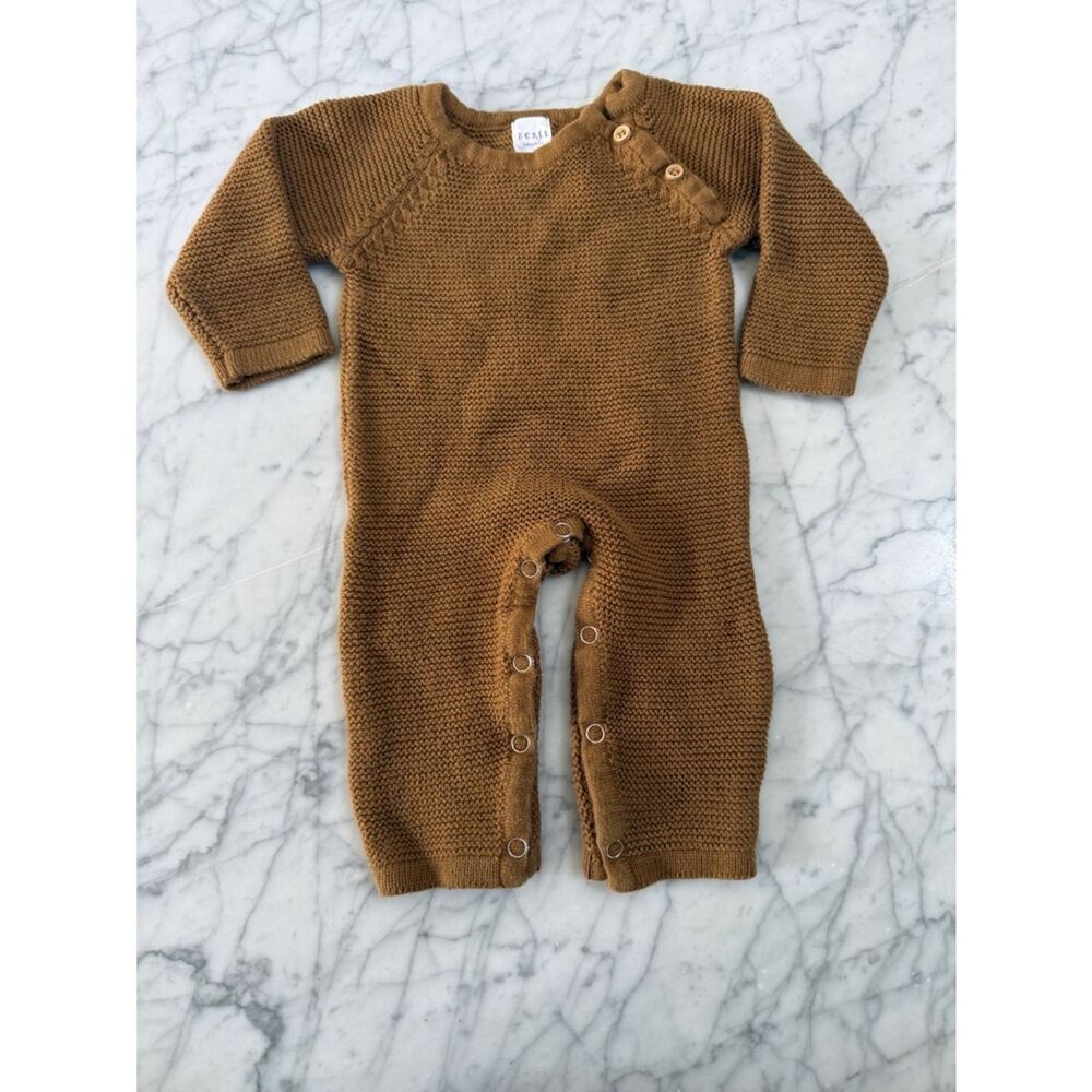 Zestt Organics Kids Knit One-Piece in Camel Brown Sz 0-6 Mo